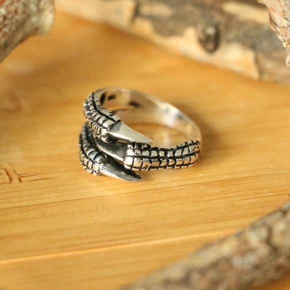 925 Sterling Silver, Eagle's Paws, Men's Rings - Picture 4 of 8